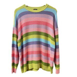 Torrid Sweater Large (Torrid 0) Harley Pastel Stripe Cotton Blend Crew Neck